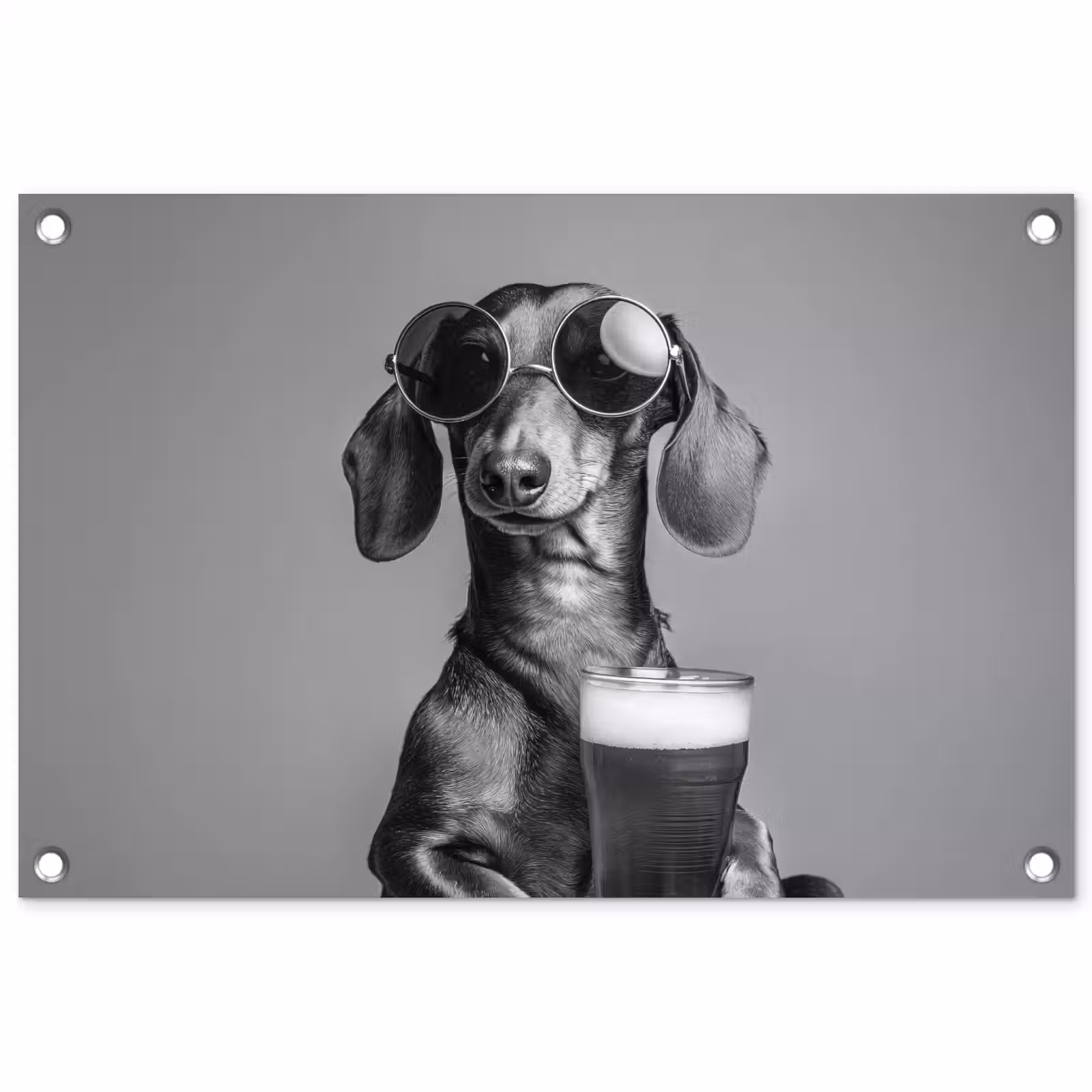 Tuinposter - Teckel - Bier - Glas - Bril — 1