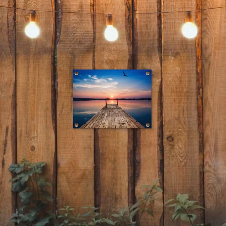Tuinposter - Steiger - Water - Zonsondergang - Roze - Horizon — 2