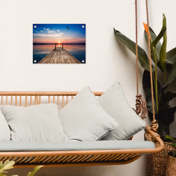 Tuinposter - Steiger - Water - Zonsondergang - Roze - Horizon — 5