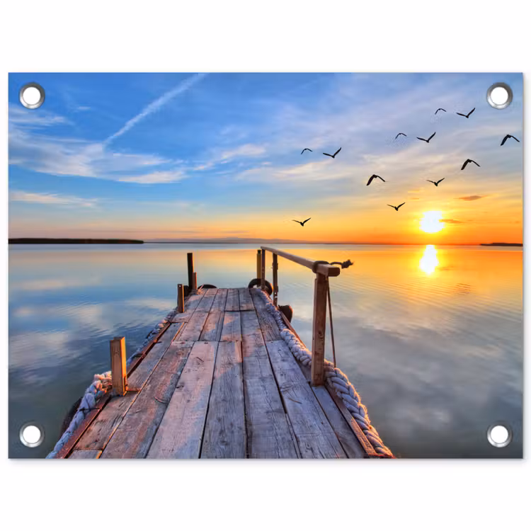 Tuinposter - Water - Steiger - Vogels - Zonsondergang - Horizon — 1