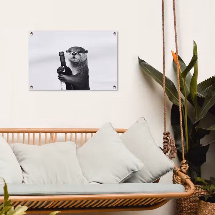 Tuinposter - Wijnfles - Otter - Zwart — 5