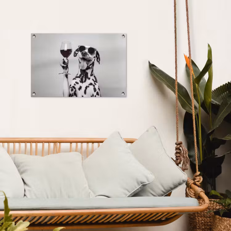 Tuinposter - Zonnebril - Dalmatiër - Wijnglas - Tong — 5