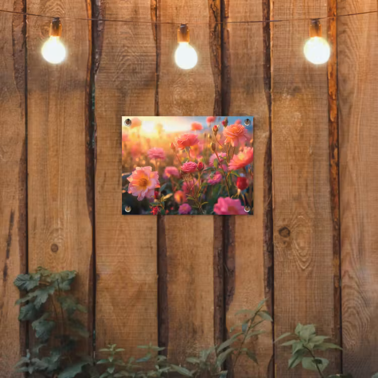 Tuinposter - Rozenveld in gouden avondlicht — 2