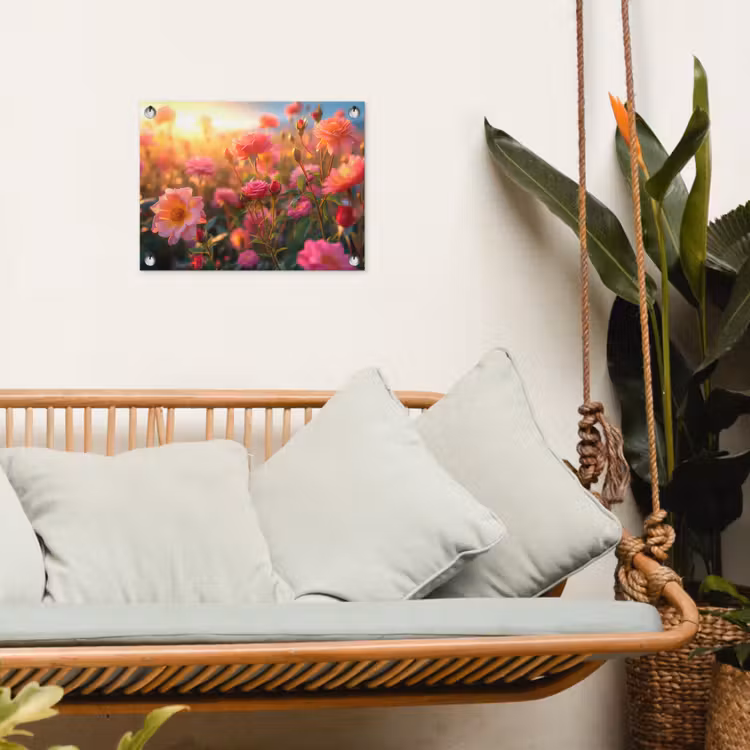 Tuinposter - Rozenveld in gouden avondlicht — 5