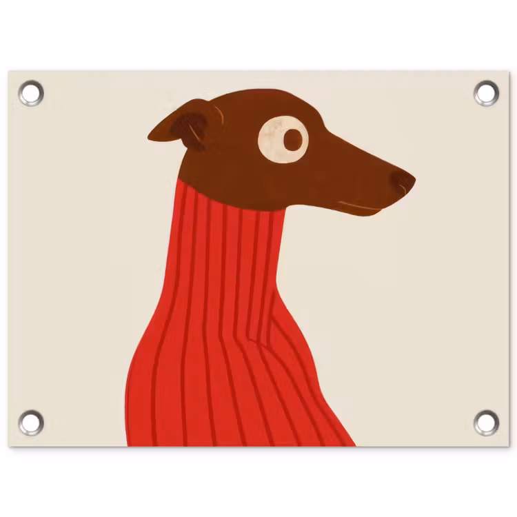 Tuinposter - Silhouet - Hond - Trui - Rood — 1