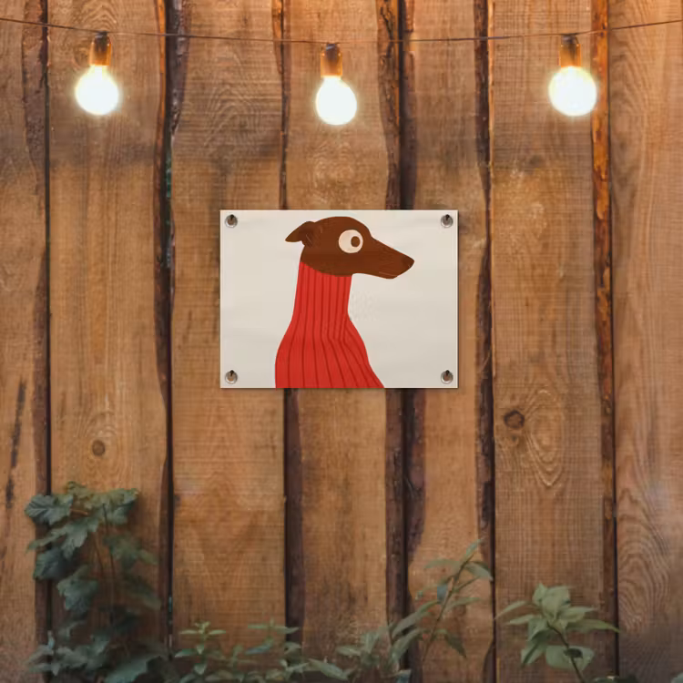 Tuinposter - Silhouet - Hond - Trui - Rood — 2