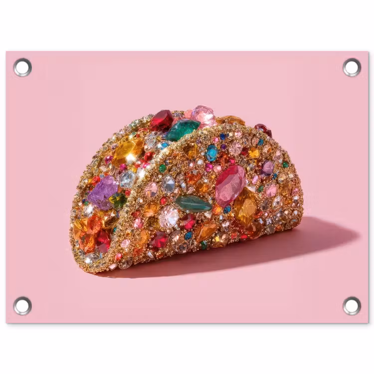 Tuinposter - Taco - Kleurrijk - Edelstenen - Goud — 1