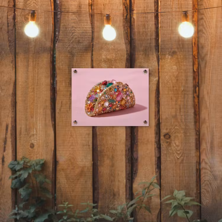 Tuinposter - Taco - Kleurrijk - Edelstenen - Goud — 2