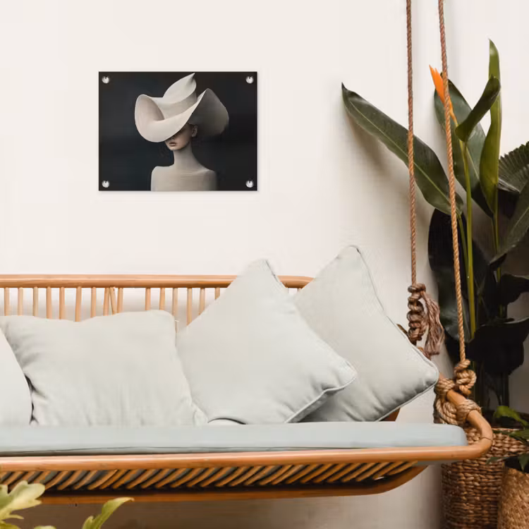 Tuinposter - Vrouw - Golvende - Hoed — 5