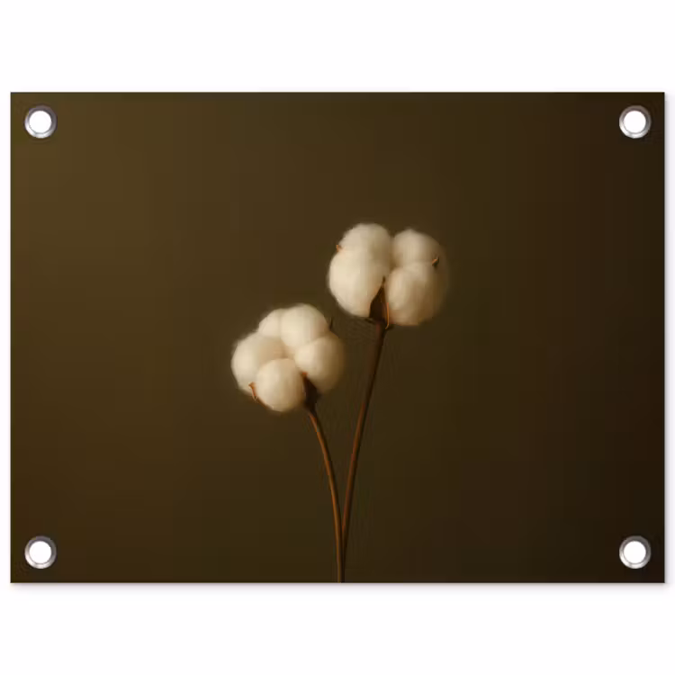Tuinposter - Takken - Katoen - Wit - Bollen — 1