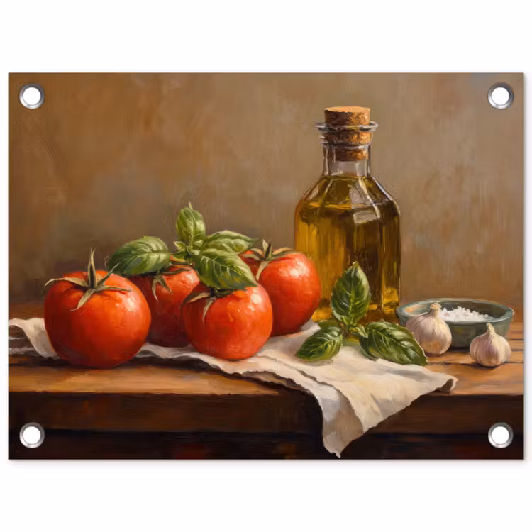 Tuinposter - Tomaten - Olijfolie - Stilleven — 1