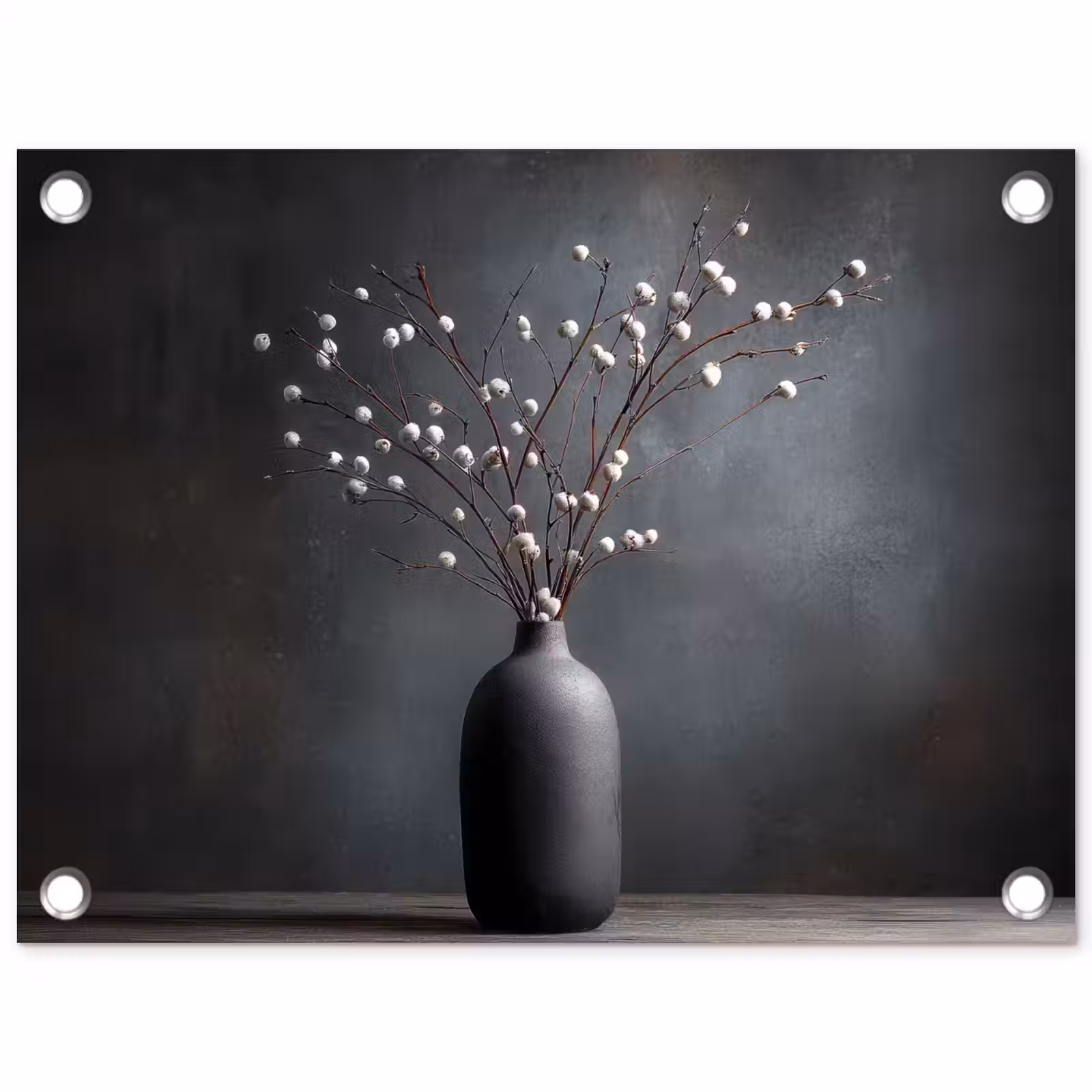 Tuinposter - Takken - Vaas - Bolletjes - Wit — 1