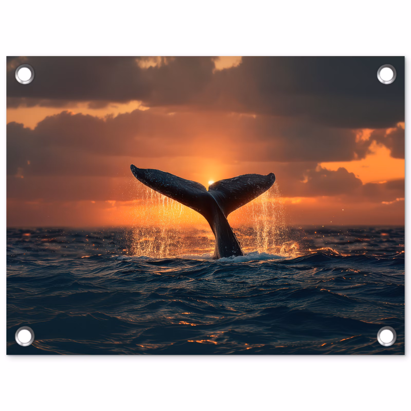 Tuinposter - Walvis staart - Water - Zonsondergang — 1