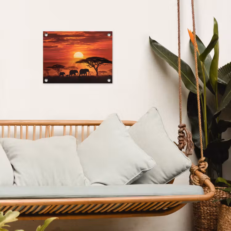 Tuinposter - Savanne - Olifanten - Zonsondergang — 5