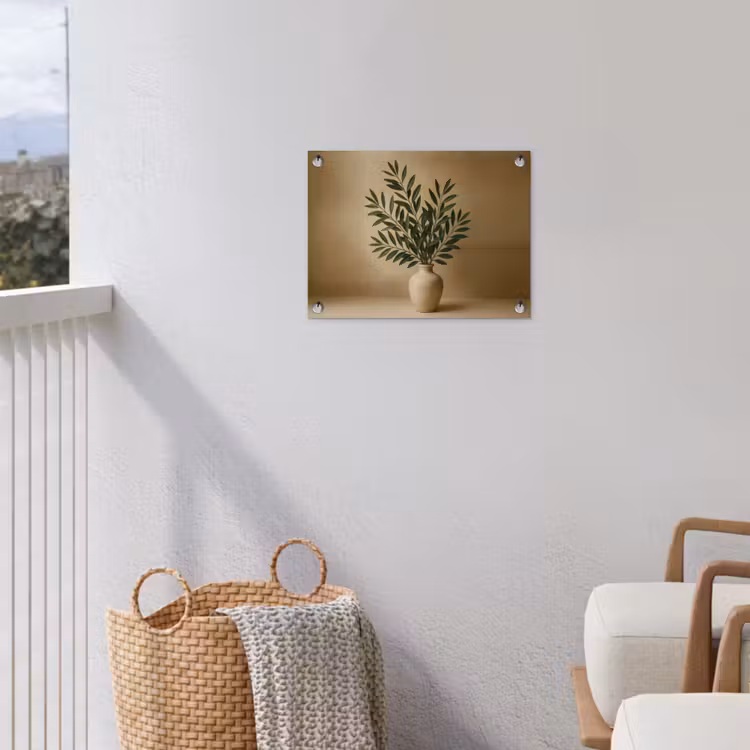 Tuinposter - Vaas - Olijftakken - Bladeren - Beige — 3