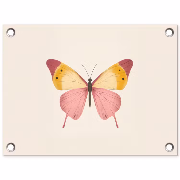 Tuinposter - Vlinder - Illustratie - Roze — 1