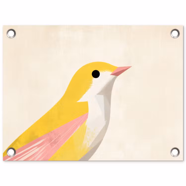 Tuinposter - Vogel - Minimalistisch - Geel — 1
