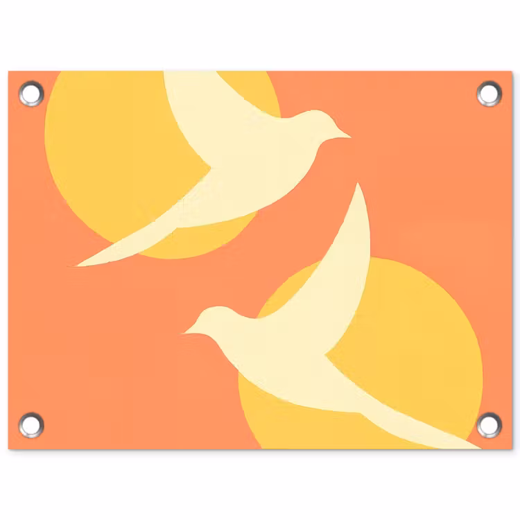 Tuinposter - Vogels - Cirkels - Geel — 1