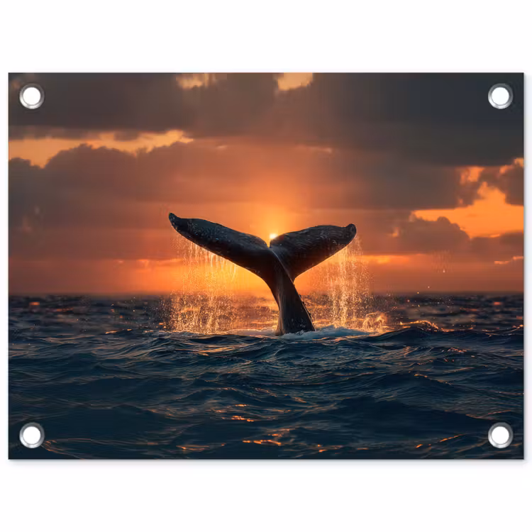 Tuinposter - Walvis staart - Water - Zonsondergang — 1