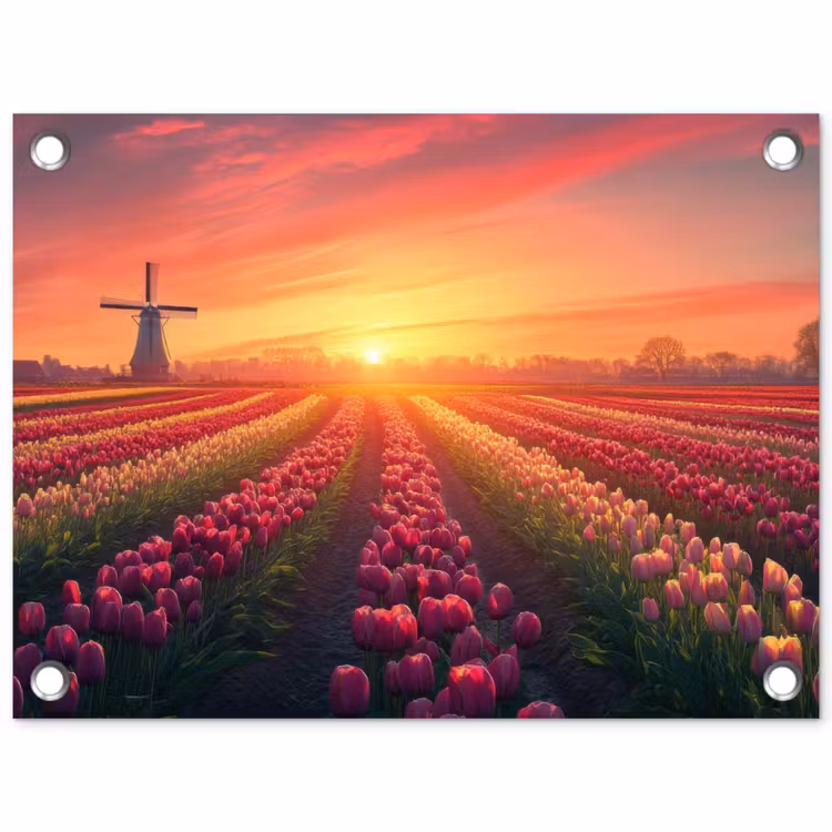 Tuinposter - Windmolen - Zonsondergang - Landschap — 1