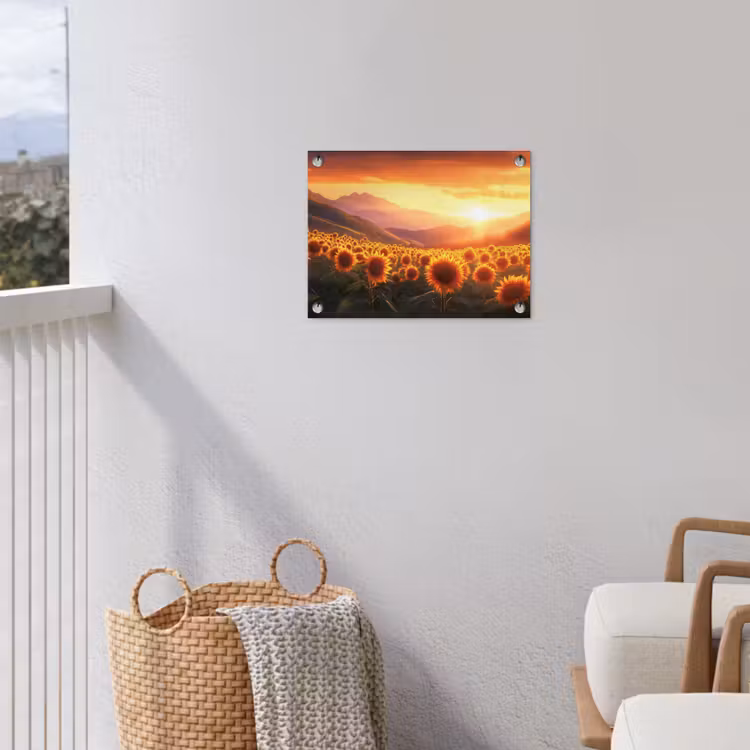 Tuinposter - Zonnebloemen - Zonsondergang - Landschap — 3