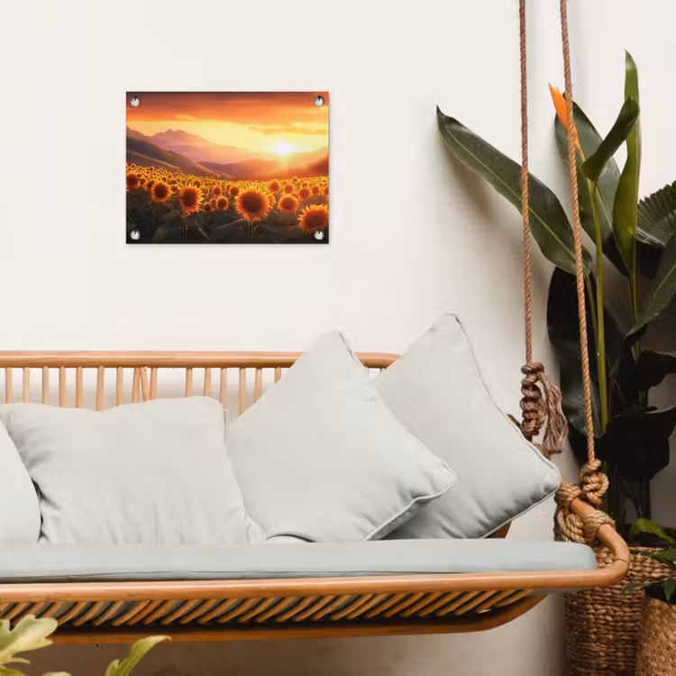 Tuinposter - Zonnebloemen - Zonsondergang - Landschap — 5