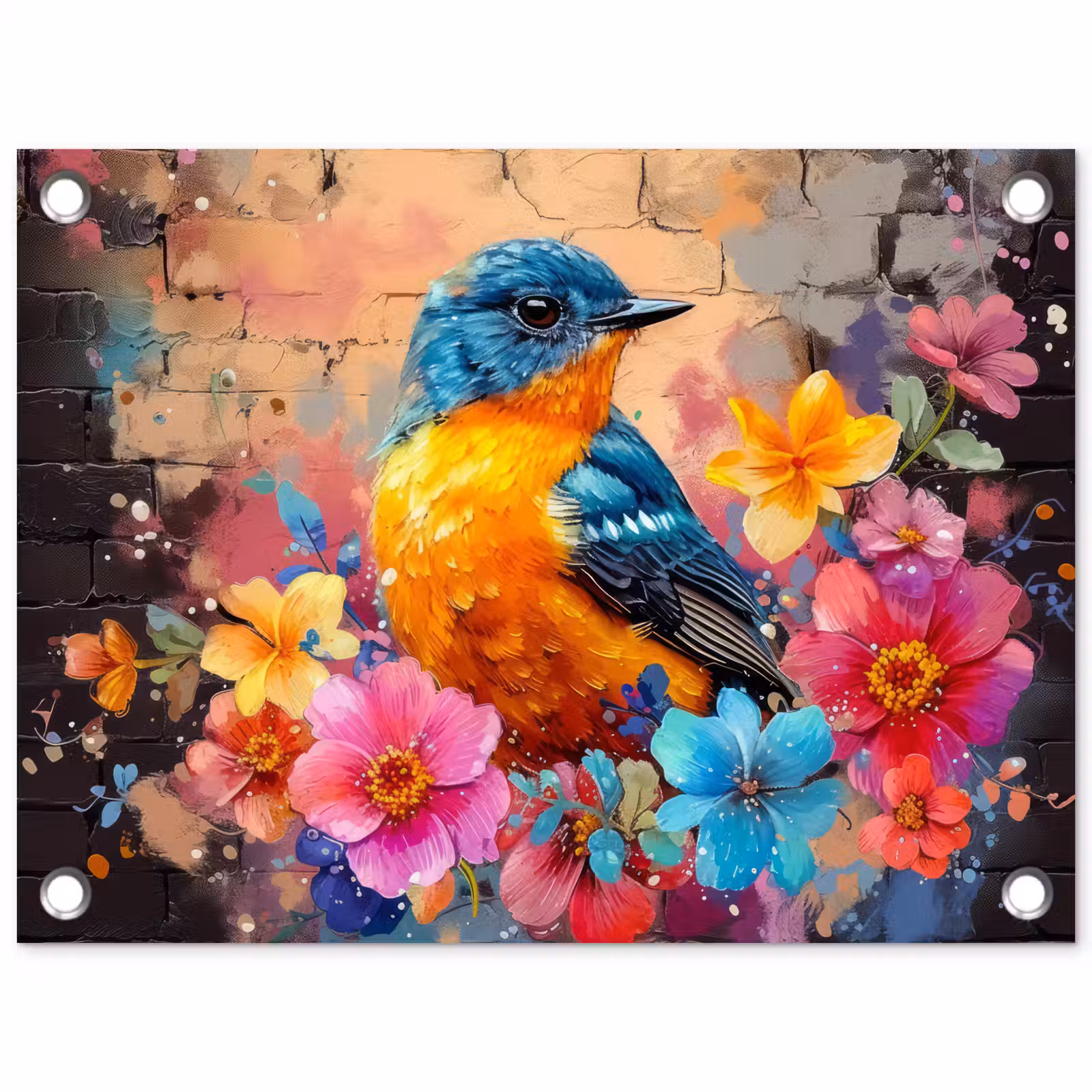 Tuinposter - Vogel in Bloemenpracht — 1