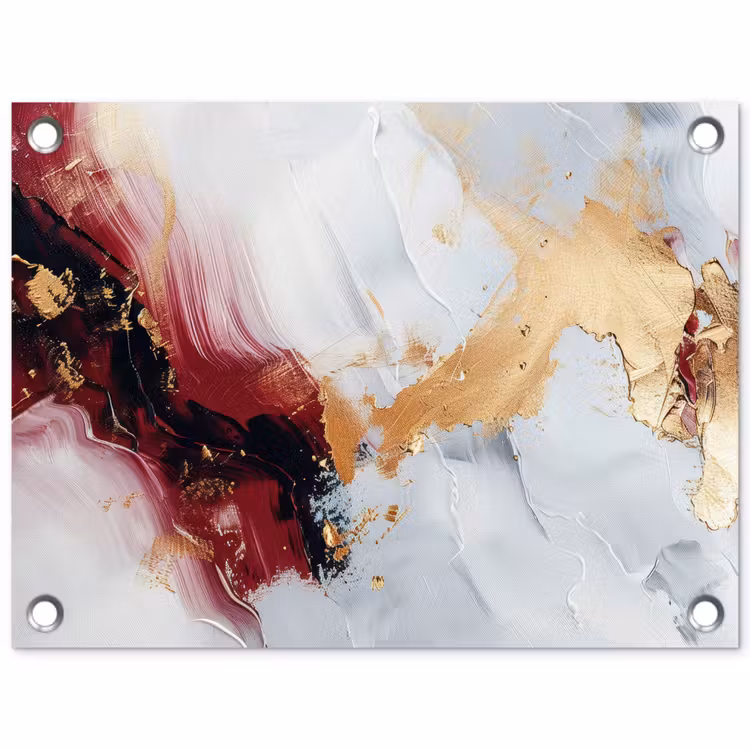 Tuinposter - Rood - Abstract - Goud - Modern — 1