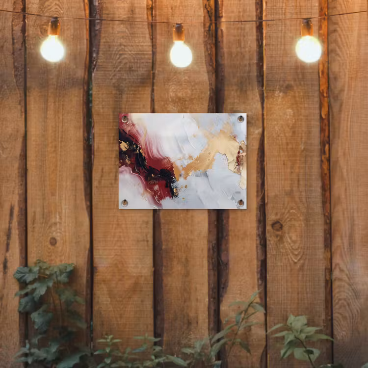 Tuinposter - Rood - Abstract - Goud - Modern — 2