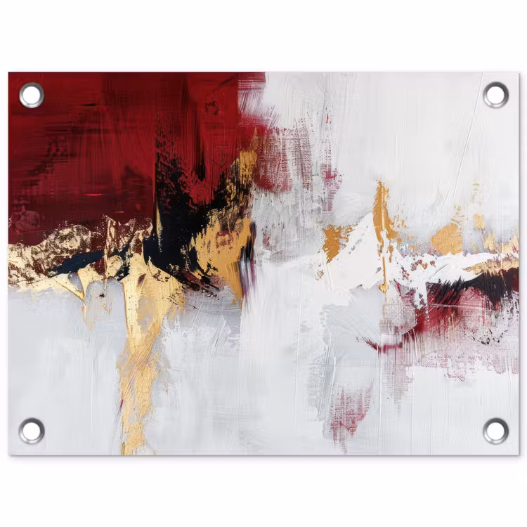 Tuinposter - Rood - Marmer - Abstract - Goud - Modern — 1