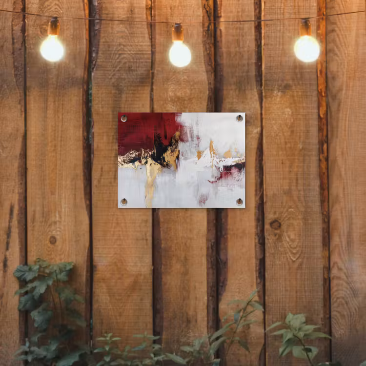 Tuinposter - Rood - Marmer - Abstract - Goud - Modern — 2