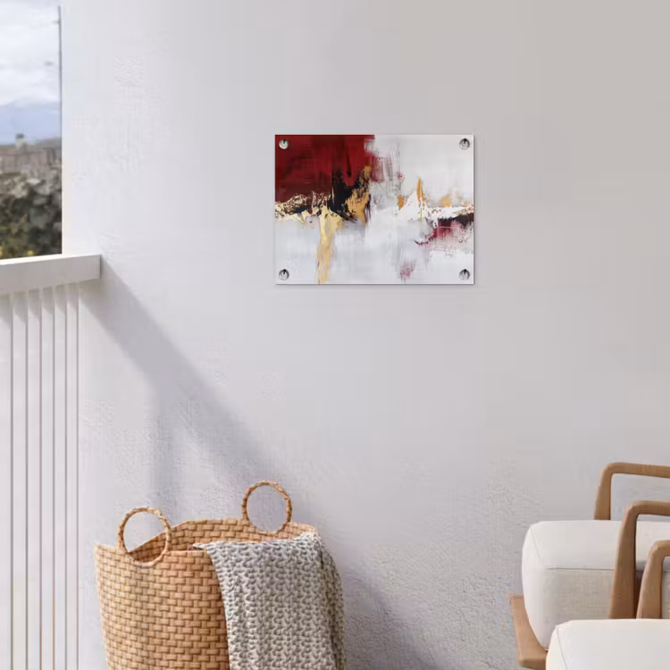 Tuinposter - Rood - Marmer - Abstract - Goud - Modern — 3