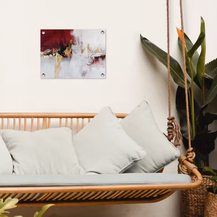 Tuinposter - Rood - Marmer - Abstract - Goud - Modern — 5