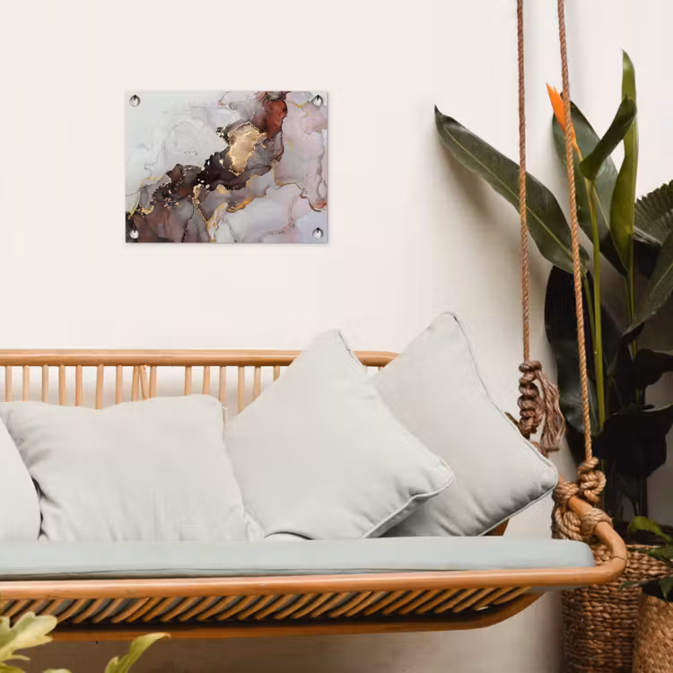 Tuinposter - Rood - Marmer - Goud — 5