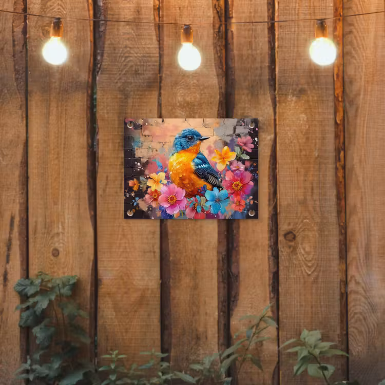 Tuinposter - Vogel in Bloemenpracht — 2