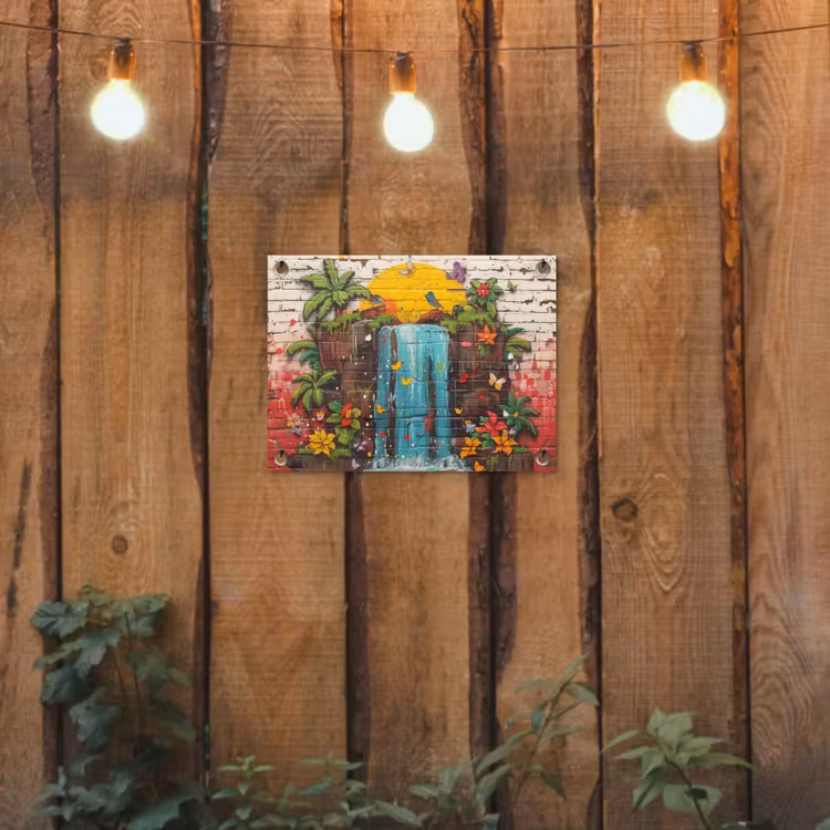 Tuinposter - Waterval in Straatkunst — 2