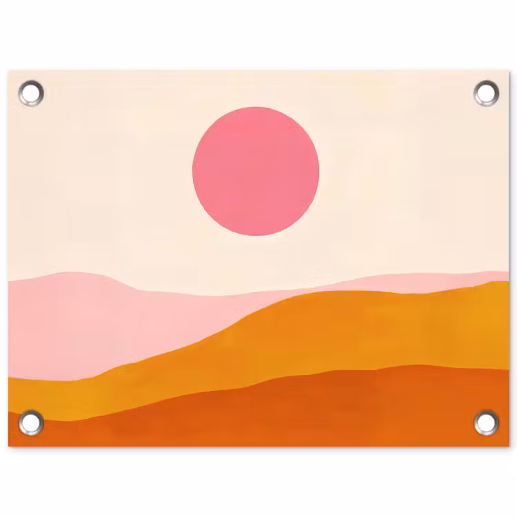 Tuinposter - Zon - Heuvels - Abstract - Roze — 1