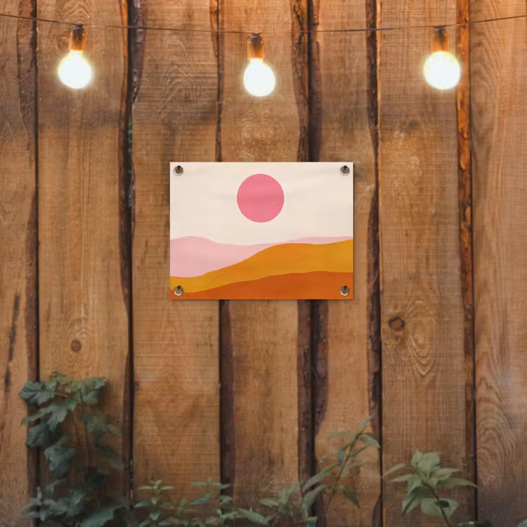 Tuinposter - Zon - Heuvels - Abstract - Roze — 2