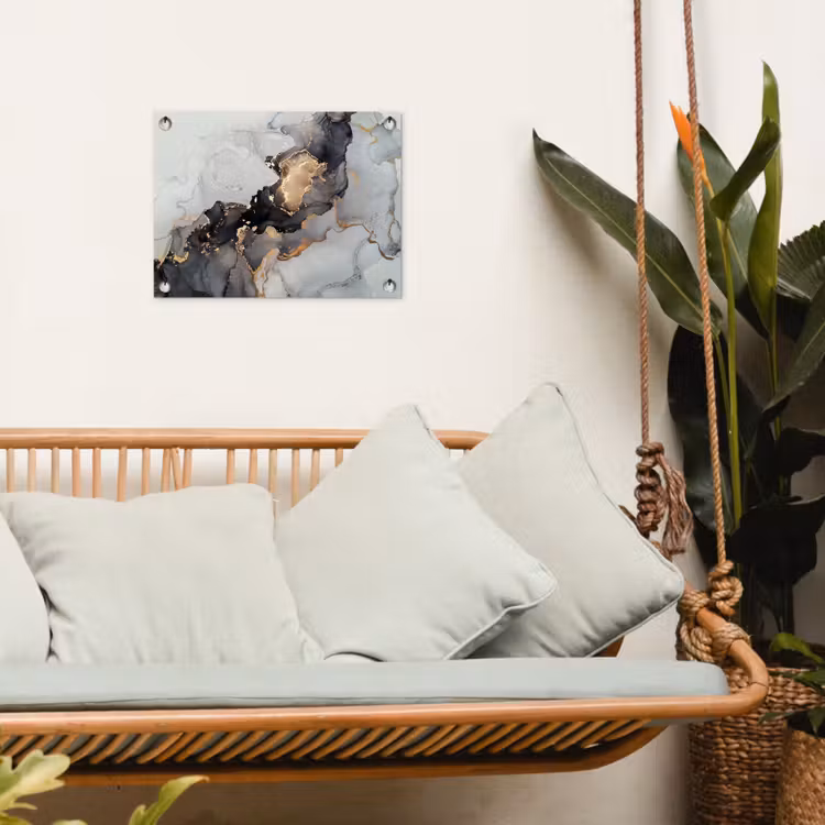 Tuinposter - Zwart - Marmer - Luxe - Goud — 5