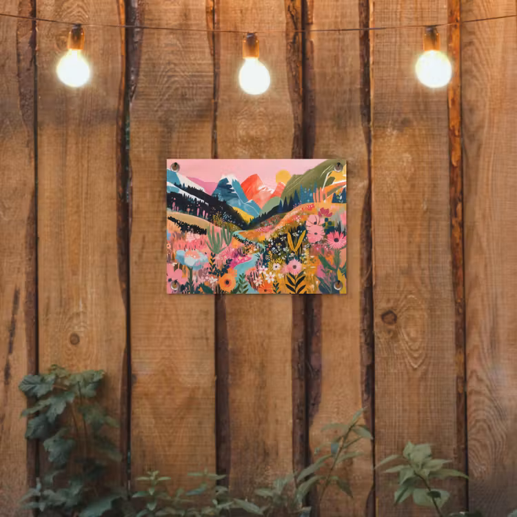 Tuinposter - Rivier - Diepte - Bloemen — 2