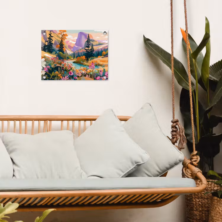 Tuinposter - Rivier - Vallei vol bloemen - Levendig — 5