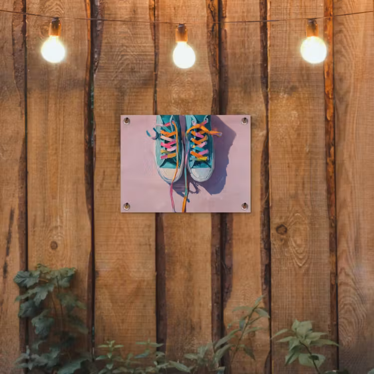 Tuinposter - Sneakers - Veters - Kleurrijk - Schaduw — 2