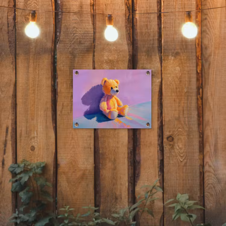 Tuinposter - Teddybeer - Schaduw - Penseelstreken - Paars — 2