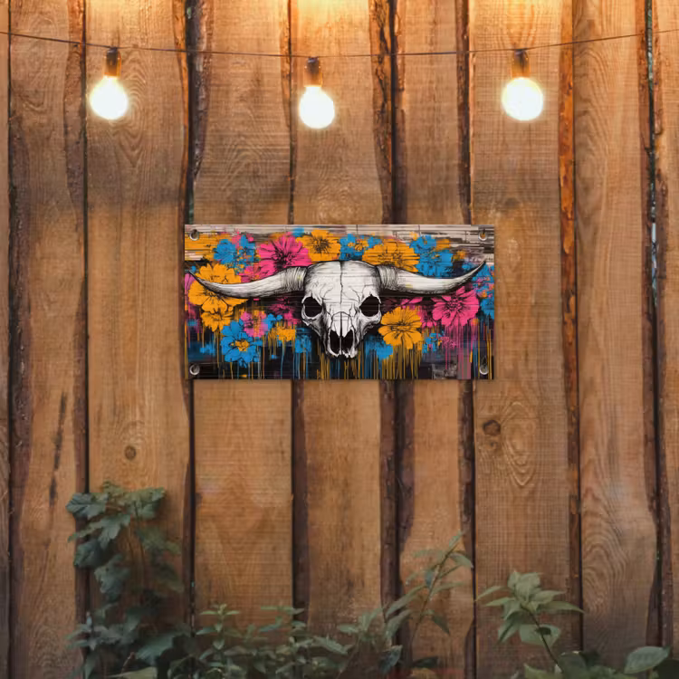 Tuinposter - Schedel - Bloemen - Graffiti — 2