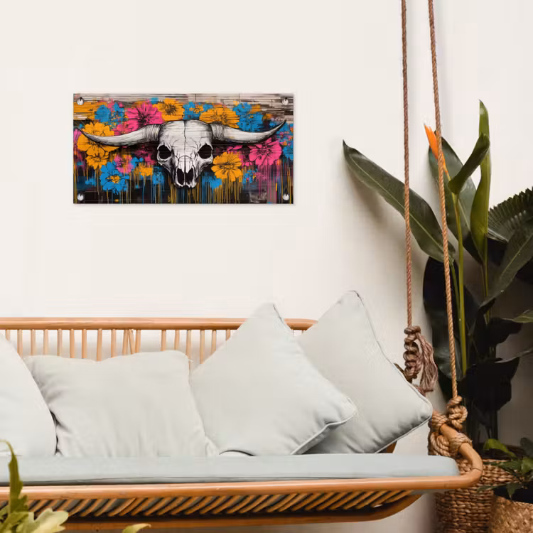 Tuinposter - Schedel - Bloemen - Graffiti — 5