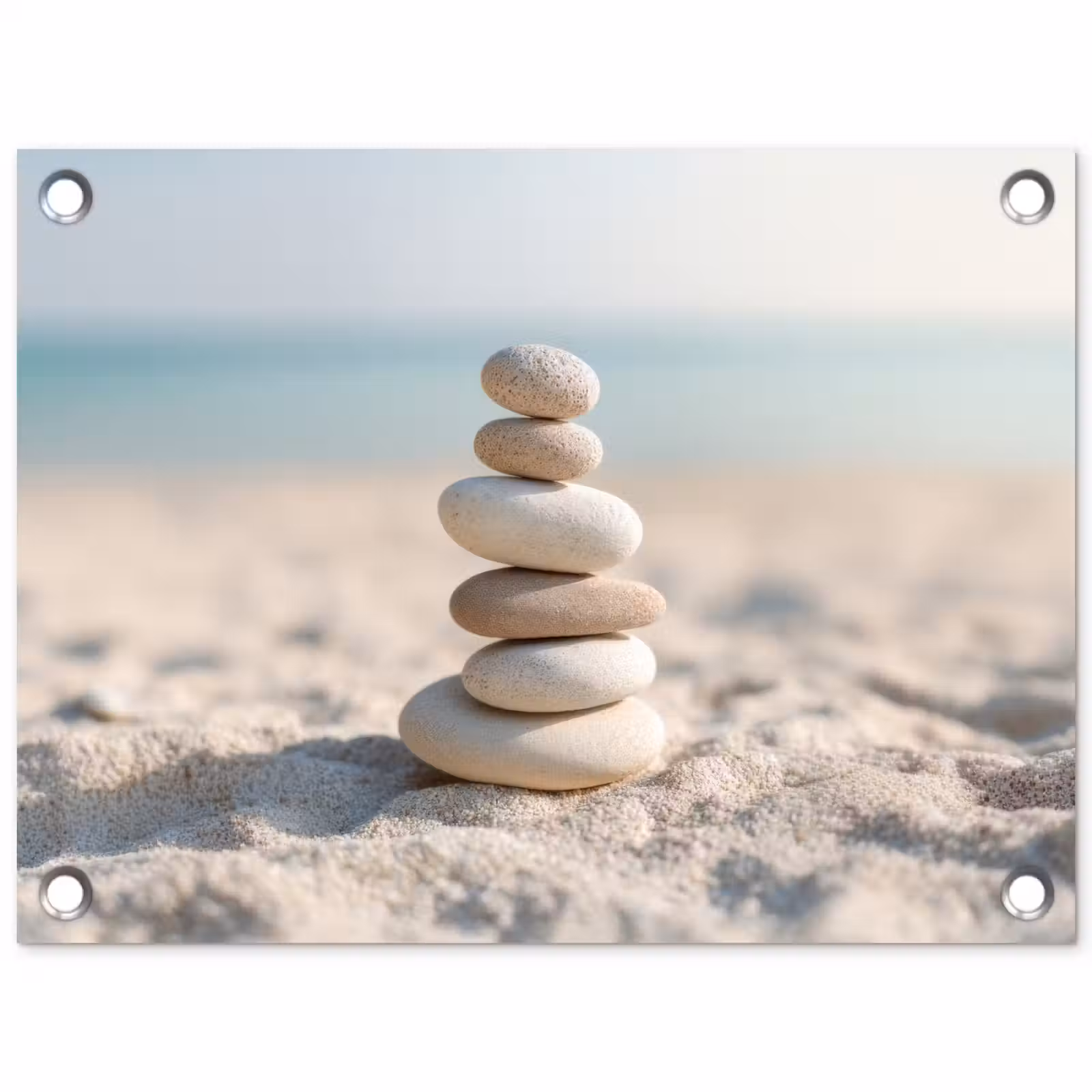 Tuinposter - Stenen - Stapel - Zand - Zee — 1