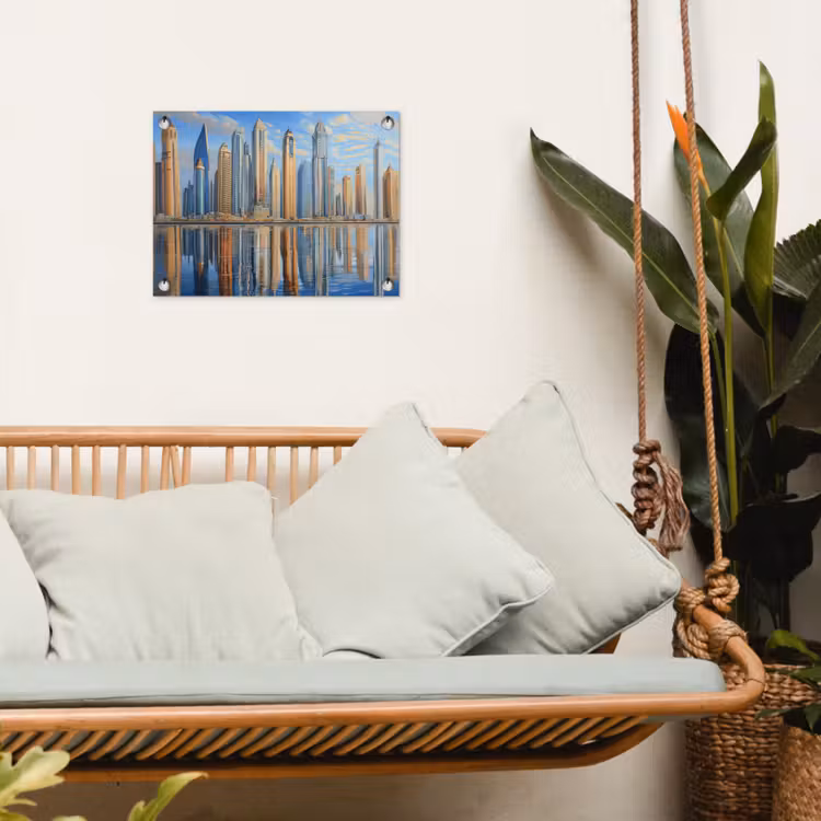 Tuinposter - Skyline - Wolkenkrabbers - Water - Blauw — 5