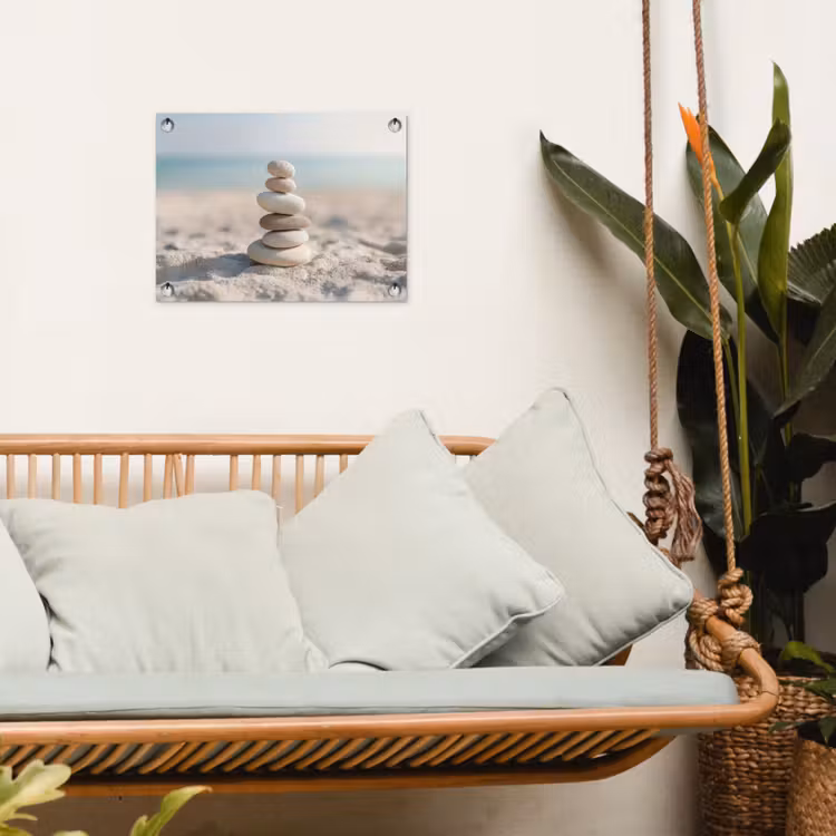 Tuinposter - Stenen - Stapel - Zand - Zee — 5
