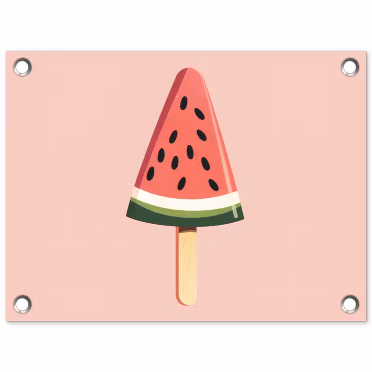 Tuinposter - Watermeloen - Ijsje - Pitjes - Rood — 1