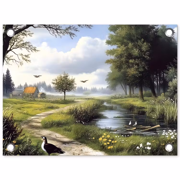 Tuinposter - Zandpad - Groen landschap - Water — 1